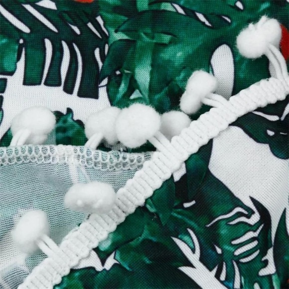 Palm Leaf Print Dry Wick Pom Shorts Summer Beach - Picture 5 of 7